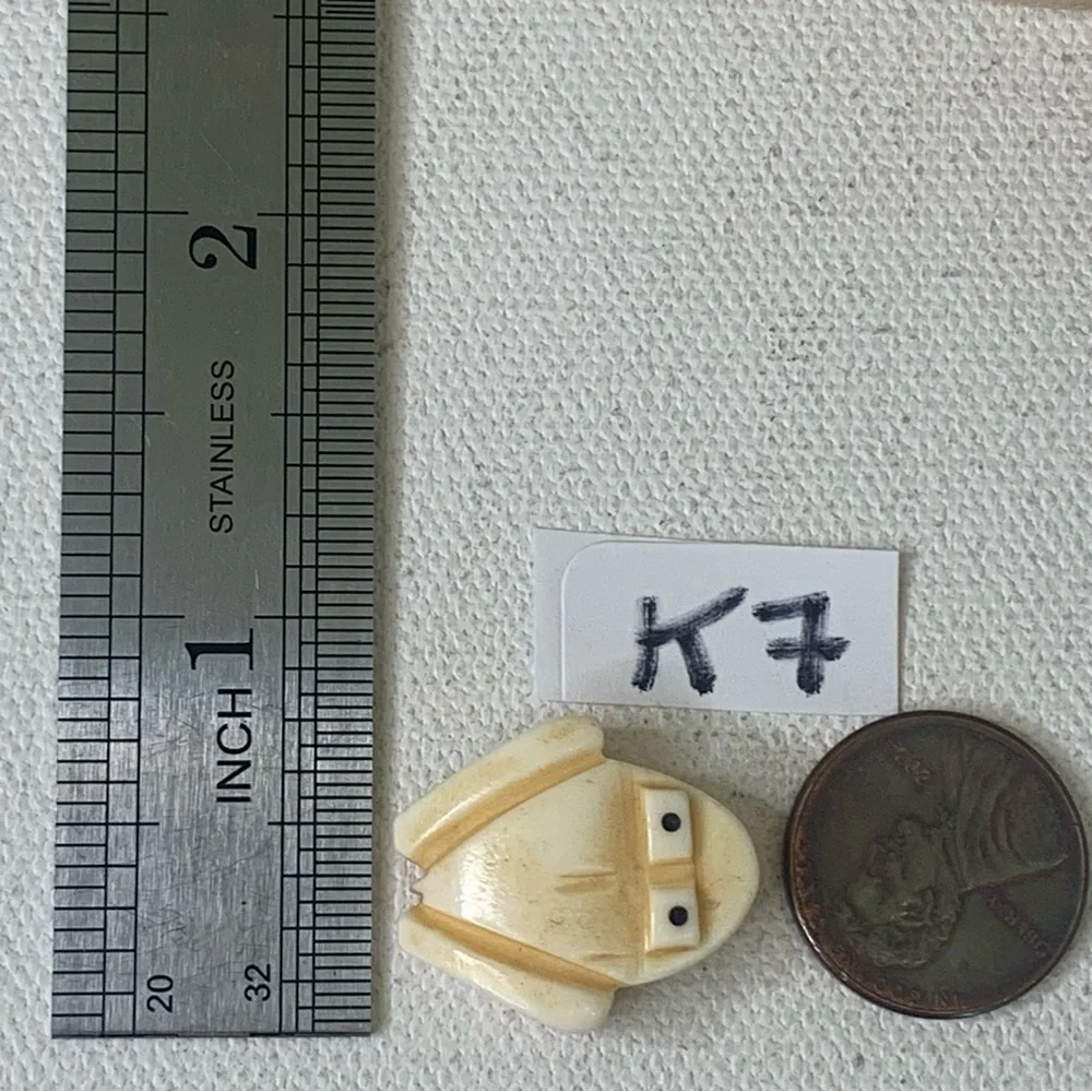 Hand Carved Frog Bone Bead Native American Style Miniature Fetish Animal .8